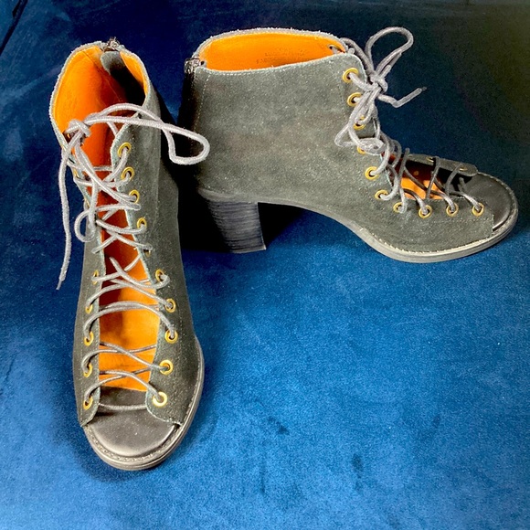 Jeffrey Campbell Cors Suede Open Lace Up Booties - Picture 2 of 5